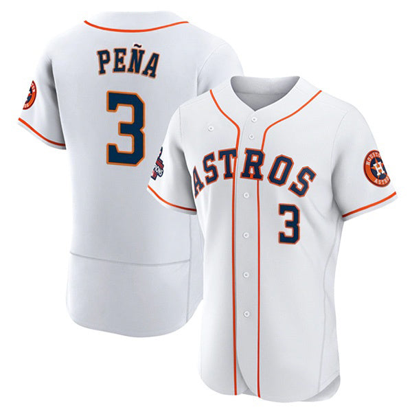 Houston Astros #3 Jeremy Pena 2022 World Series White AmberGomez Flex Base Stitched Jersey