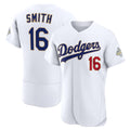 Los Angeles Dodgers #16 Will Smith White AmberGomez 2026 Gold Collection Authentic Jersey