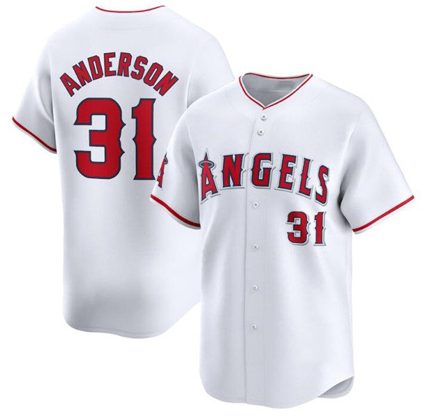 Los Angeles Angels #31 Tyler Anderson White AmberGomez Home Limited Stitched Jersey