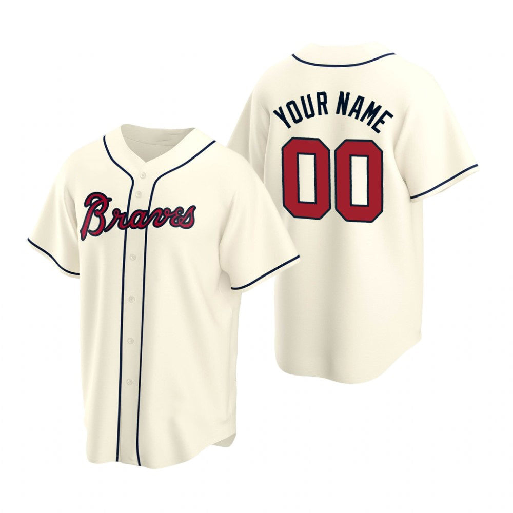 Custom Atlanta Braves Cream AmberGomez 2020 Stitched Cool Base Jersey