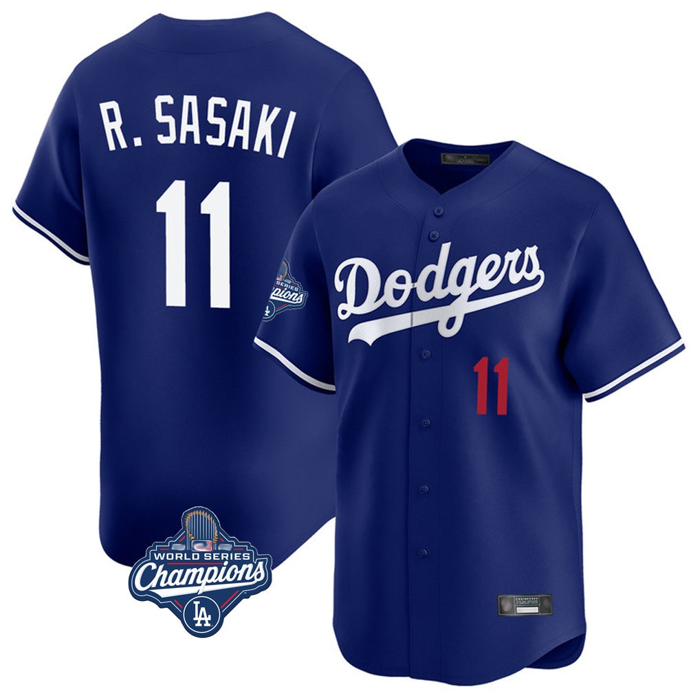 Los Angeles Dodgers #11 Roki Sasaki Player Royal AmberGomez World Series Meet Limited Home Stitched Jerseys