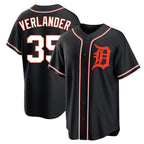 Detroit Tigers #35 Justin Verlander Player Black AmberGomez Fashion Out Home Game Stitched Jerseys