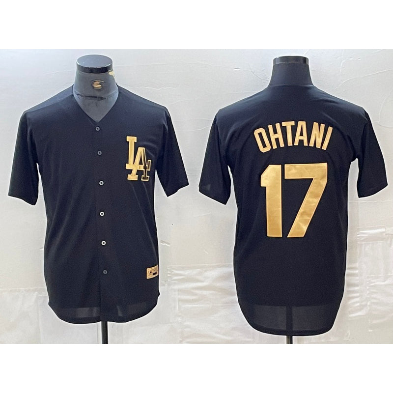 Los Angeles Dodgers #17 Shohei Ohtani Black Gold AmberGomez Cool Base Stitched Jersey