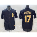 Los Angeles Dodgers #17 Shohei Ohtani Black Gold AmberGomez Cool Base Stitched Jersey
