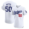 Los Angeles Dodgers #50 Mookie Betts White AmberGomez Home Elite Jersey