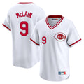 Cincinnati Reds #9 Matt McLain Player White AmberGomez Cooperstown Collection Limited T-shirt Home Stitched Jerseys