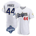 Los Angeles Dodgers #44 Andy Pages Player Gold White AmberGomez World Series Meet 2026 Collection Stadium Limited Elite Stitched Jerseys
