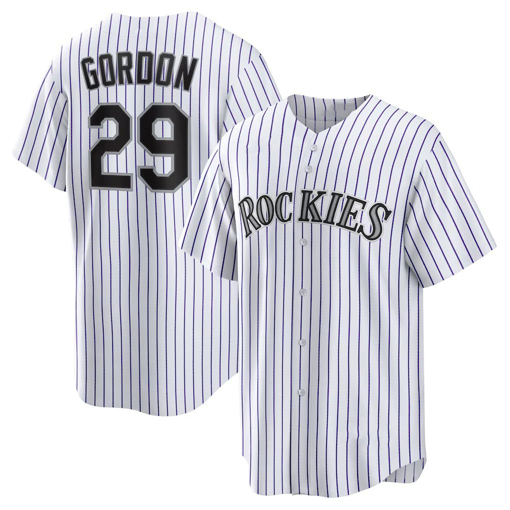 Colorado Rockies #29 Tanner Gordon White AmberGomez Home Replica Jersey