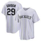 Colorado Rockies #29 Tanner Gordon White AmberGomez Home Replica Jersey