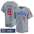 Chicago Cubs #8 lan Happ Gray AmberGomez 'Ryne Sandberg Tribute' Vapor Limited V3 Stitched Jersey