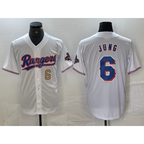 Texas Rangers #6 Josh Jung Number White AmberGomez 2023 World Series Champions Cool Base Jerseys