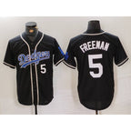 Los Angeles Dodgers #5 Freddie Freeman Number Black AmberGomez Cool Base With Patch Stitched Jerseys