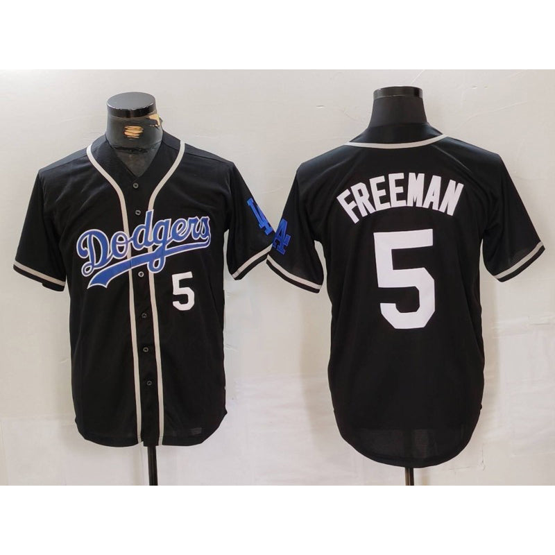 Los Angeles Dodgers #5 Freddie Freeman Number Black AmberGomez Cool Base With Patch Stitched Jerseys
