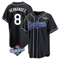 Los Angeles Dodgers #8 Enrique Hern¨¢ndez Player Black AmberGomez World Series Carbon Limited Home Stitched Jerseys