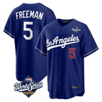 Los Angeles Dodgers #5 Freddie Freeman Player Royal AmberGomez World Series Game Home Stitched Jerseys