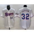 Texas Rangers #32 Evan Carter Number White AmberGomez 2023 World Series Champions Cool Base Jerseys