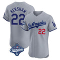 Los Angeles Dodgers #22 Clayton Kershaw Player Gray AmberGomez World Series Meet Limited Elite Home Stitched Jerseys