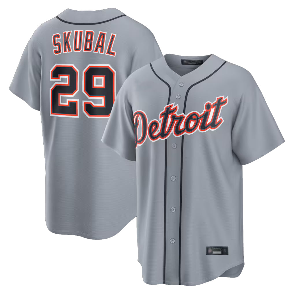 Detroit Tigers #29 Tarik Skubal Player Gray AmberGomez Home Game Stitched Jerseys