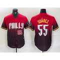 Philadelphia Phillies #55 Ranger Suarez Red AmberGomez 2024 City Player Number Cool Base Jerseys