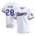Texas Rangers #28 Jonah Heim White AmberGomez 2023 World Series Champions Stitched Jersey