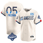 Los Angeles Dodgers #5 Freddie Freeman Player Cream AmberGomez World Series Meet City Connect Limited Home Stitched Jerseys