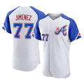 Atlanta Braves #77 Joe Jimenez Player White AmberGomez City Connect Limited Elite Home Game Stitched Jerseys