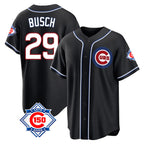Chicago Cubs #29 Michael Busch Player Black AmberGomez Fashion Out 150th Anniversary Game Stitched Jerseys