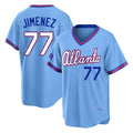 Atlanta Braves #77 Joe Jimenez Player Powder Blue AmberGomez 2026 City Connect T-shirt Home Game Stitched Jerseys