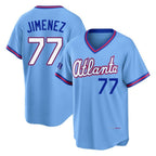 Atlanta Braves #77 Joe Jimenez Player Powder Blue AmberGomez 2026 City Connect T-shirt Home Game Stitched Jerseys