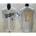 Los Angeles Dodgers #17 Shohei Ohtani White Gold AmberGomez Stitched Cool Base Jersey 2