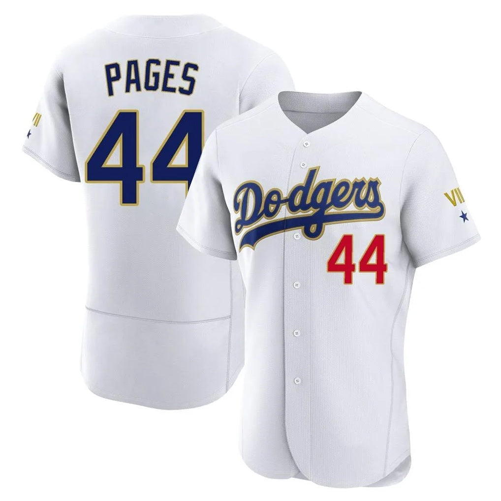 Los Angeles Dodgers #44 Andy Pages Player Gold White AmberGomez 2026 Collection Stadium Limited Elite Stitched Jerseys
