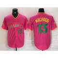 San Diego Padres #13 Manny Machado Pink AmberGomez Cool Base Stitched Jerseys
