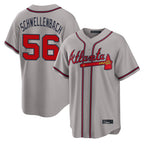 Atlanta Braves #56 Spencer Schwellenbach Player Gray AmberGomez Home Game Stitched Jerseys