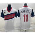 Cleveland Indians #11 Jose Ramirez White AmberGomez 2021 Little League Classic Stitched Jersey