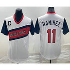 Cleveland Indians #11 Jose Ramirez White AmberGomez 2021 Little League Classic Stitched Jersey