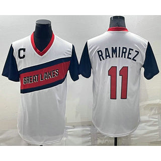 Cleveland Indians #11 Jose Ramirez White AmberGomez 2021 Little League Classic Stitched Jersey