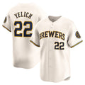 Milwaukee Brewers #22 Christian Yelich Cream AmberGomez Home Limited Player Jersey