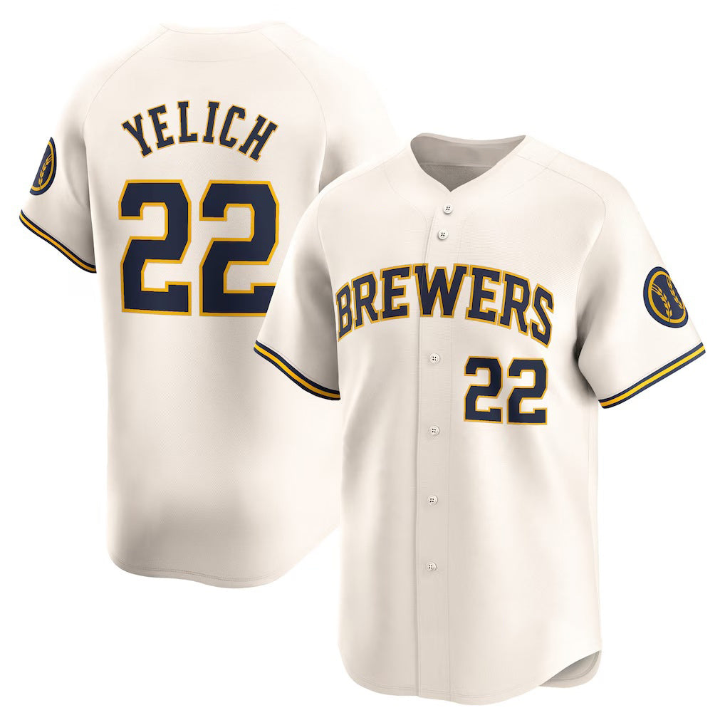 Milwaukee Brewers #22 Christian Yelich Cream AmberGomez Home Limited Player Jersey