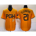 Pittsburgh Pirates #21 Roberto Clemente Gold AmberGomez 2023 City Connect Stitched Jersey