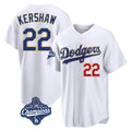 Los Angeles Dodgers #22 Clayton Kershaw Player Gold White AmberGomez World Series Meet 2026 Collection Stadium Limited Stitched Jerseys