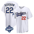 Los Angeles Dodgers #22 Clayton Kershaw Player Gold White AmberGomez World Series Meet 2026 Collection Stadium Limited Stitched Jerseys