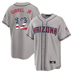 Arizona Diamondbacks #12 Lourdes Gurriel Jr Player Gray AmberGomez USA 250 Fourth of July Home Game Stitched Jerseys