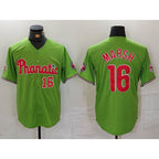 Philadelphia Phillies #16 Brandon Marsh Number Green AmberGomez With Patch Stitched Cool Base Jersey