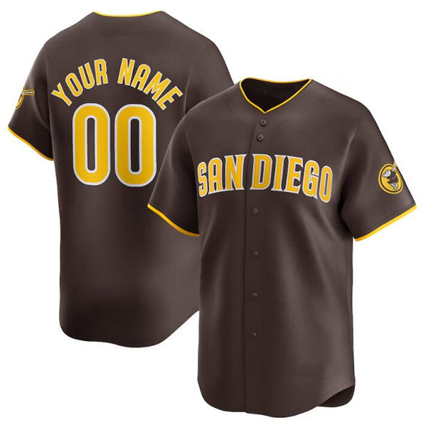 Custom San Diego Padres Brown AmberGomez 2024 Away Limited Stitched Jersey