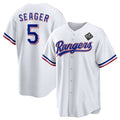 Texas Rangers #5 Corey Seager White AmberGomez 2023 World Series Stitched Jersey