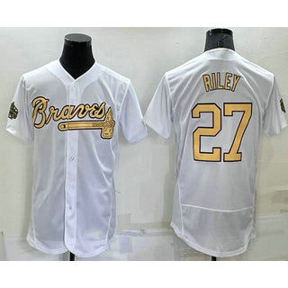 Atlanta Braves #27 Austin Riley White AmberGomez 2022 All Star Stitched Flex Base Jersey