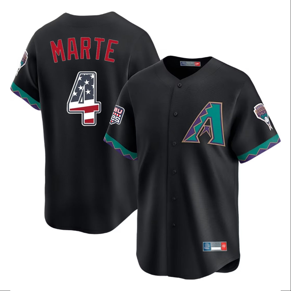 Arizona Diamondbacks #4 Ketel Marte Player Black AmberGomez USA 250 Fourth of July Home Game Stitched Jerseys