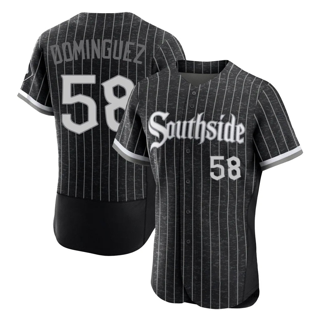 Chicago White Sox #58 Seranthony Dominguez Player Black AmberGomez City Connect Limited Elite Home Stitched Jerseys