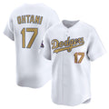 Los Angeles Dodgers #17 Shohei Ohtani White AmberGomez 2025 Gold Collection Limited Stitched Jersey