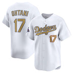 Los Angeles Dodgers #17 Shohei Ohtani White AmberGomez 2025 Gold Collection Limited Stitched Jersey